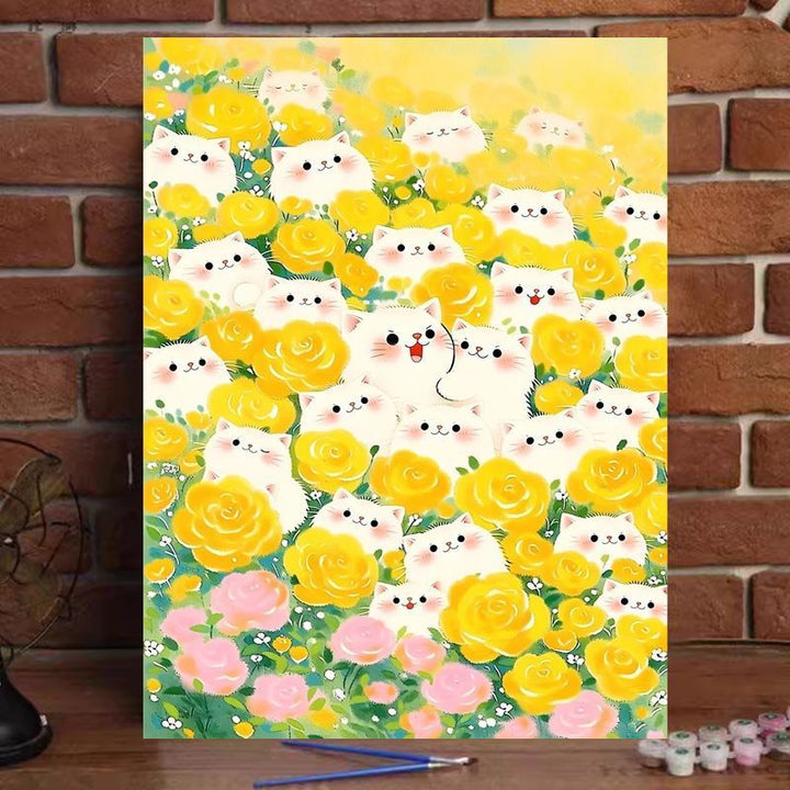 Verspielt katzenartiges Malen nach Zahlen Kunstset Karnz