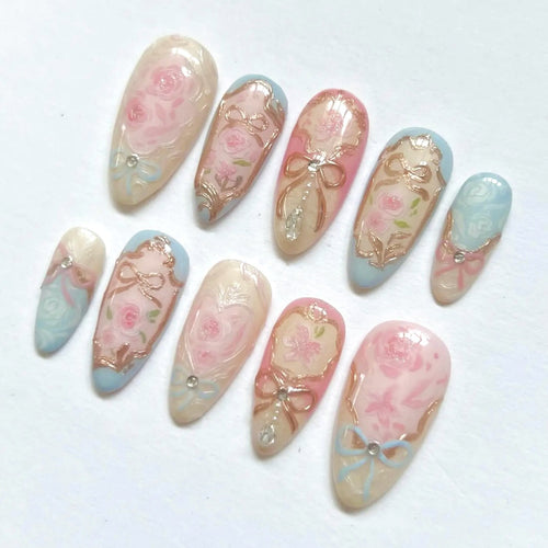 Elegante Floral Art Press-On Nail Set