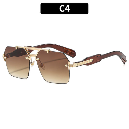 Geometrische Piloten Sonnenbrille mit einzigartigen Akzentdetails