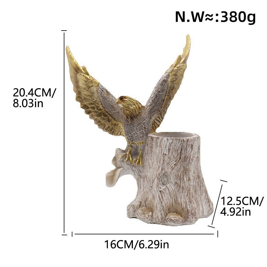 Elegante Gartenfigur mit Adler auf Baumstamm Karnz