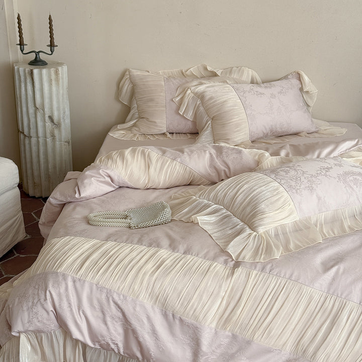 Rüsch Satin-Trim Jacquard Bettwäsche Set