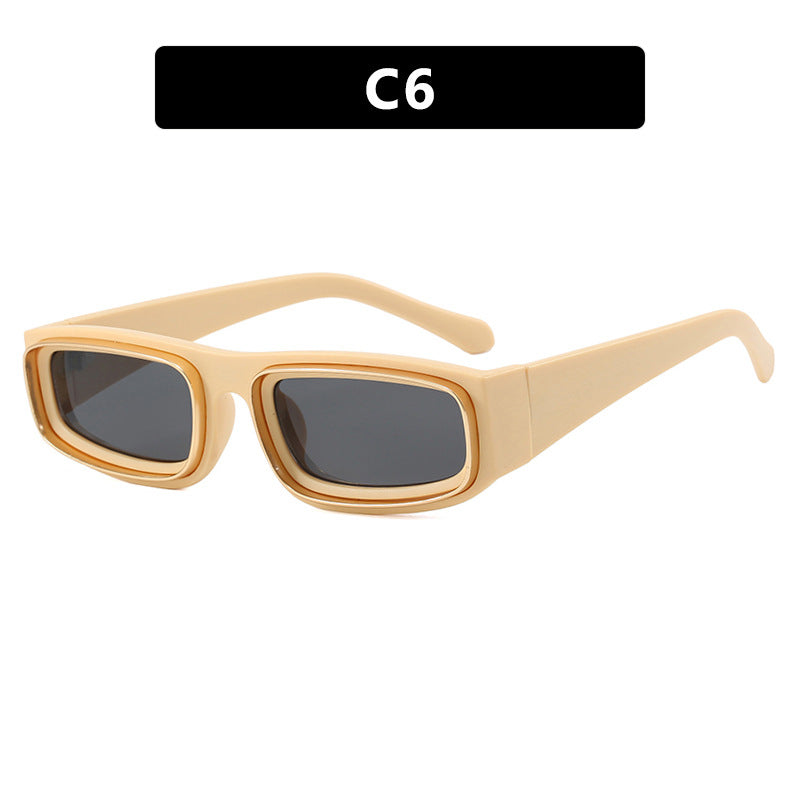 Damen trendige rechteckige Sonnenbrille mit elegantem Farbenspiel Karnz