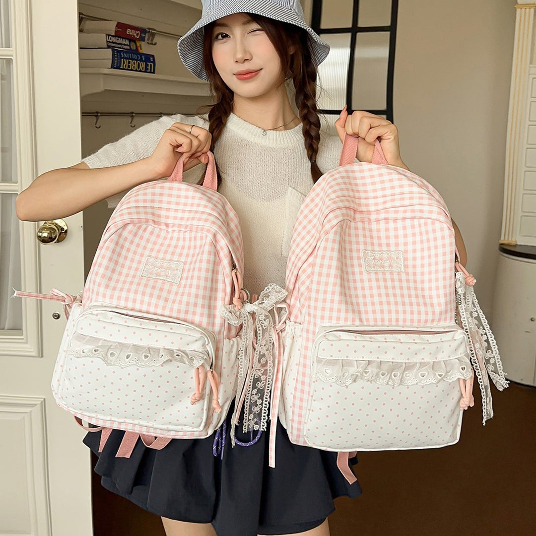 Stylisher Gingham-Muster Rucksack Karnz
