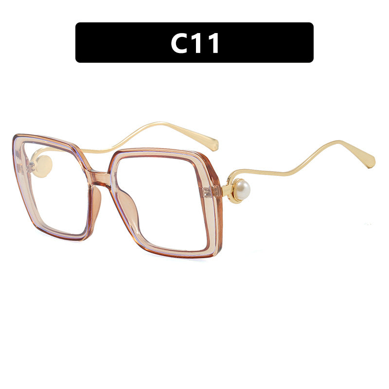 Damen modische quadratische Brille mit elegantem Metallrahmen und einzigartigen Akzenten Karnz