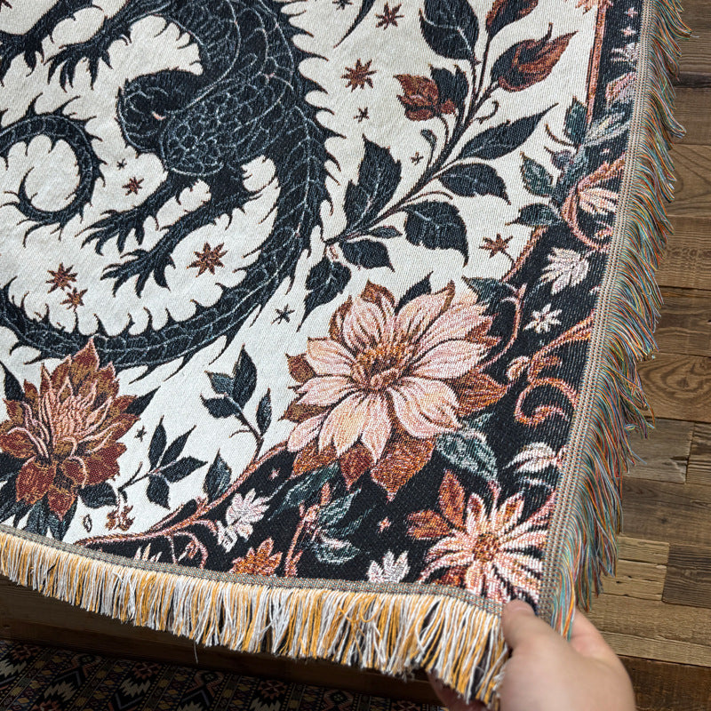 Künstlerisches Drachenmotiv Wandteppich Wurfdecke