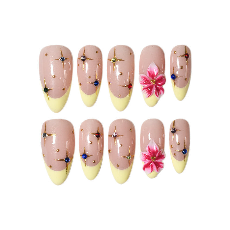 Blumengeschmückte Druck-On-Nagelverlängerungen Karnz