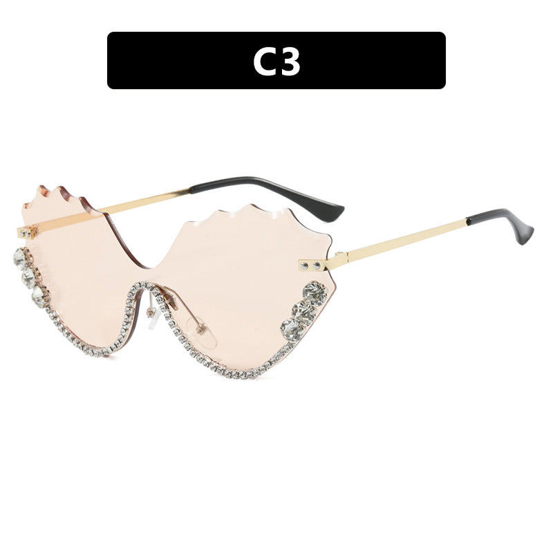 Damen extravagante Sonnenbrille mit glitzerndem Akzent und einzigartigem Design Karnz