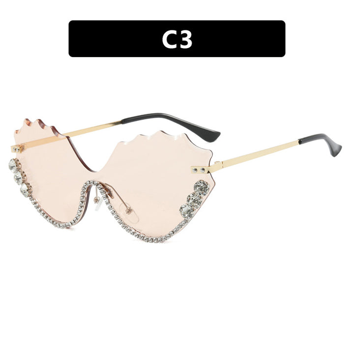 Damen extravagante Sonnenbrille mit glitzerndem Akzent und einzigartigem Design Karnz