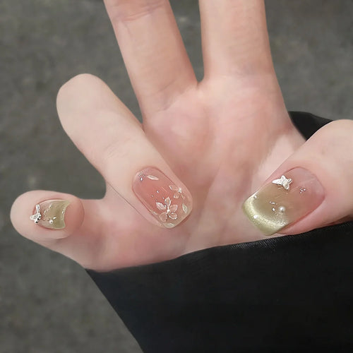 Floral Butterfly Press-On Nagelkunst Karnz