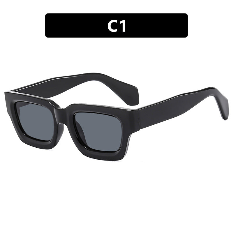 Damen modische rechteckige Sonnenbrille mit breitem Rahmen und schützendem UV-Filter Karnz