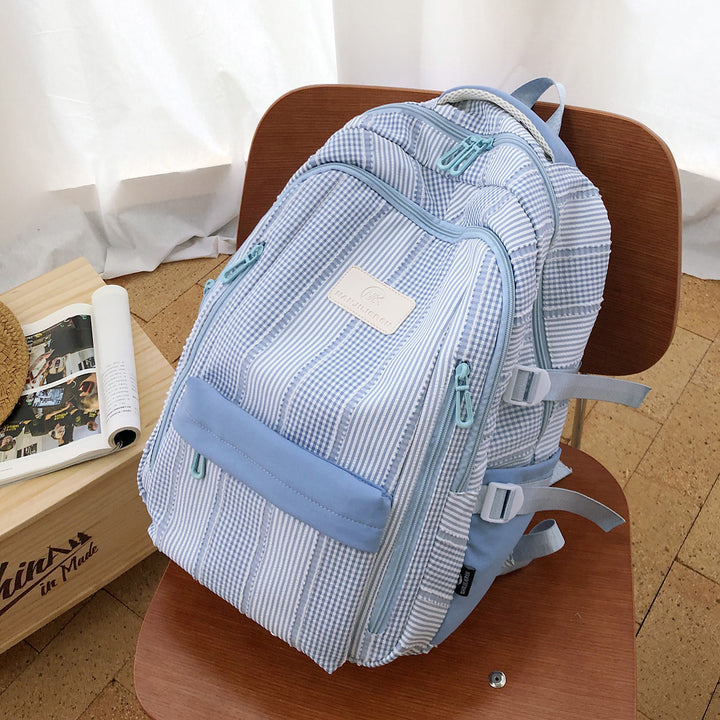 Gestreifter Rucksack mit Schlüsselanhänger Charm Karnz