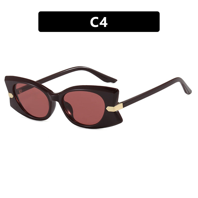 Damen Cat-Eye Sonnenbrille mit stilvollem Einsatz aus Metall und UV-Schutz Karnz