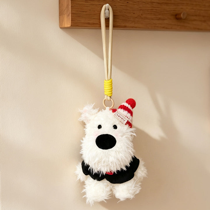 Flauschiger Bunny Taschenanhänger Schlüsselanhänger mit Kunstfell-Plüschkörper und dekorativem Harz-Akzent Karnz