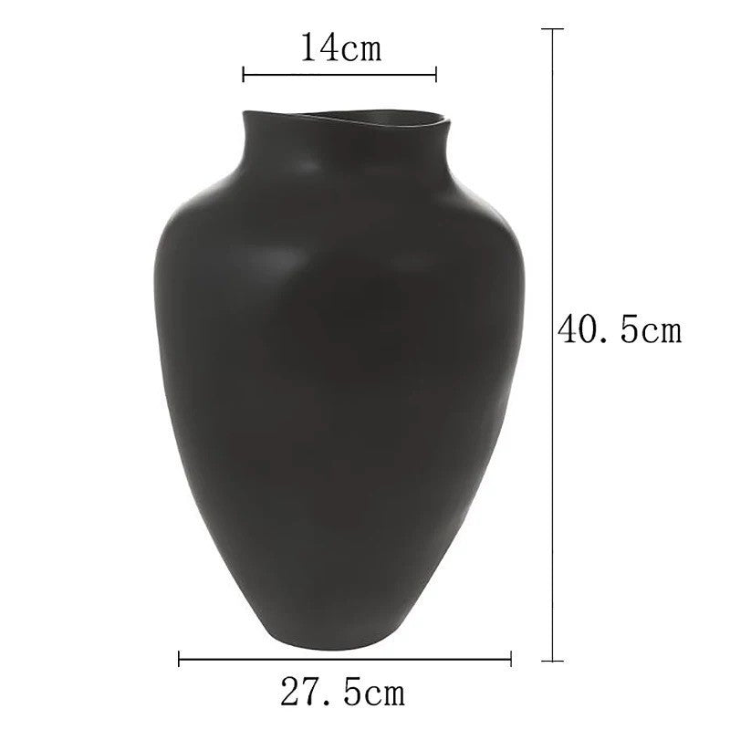 Minimalistische hohe Keramikbodenvase mit schmalem Hals