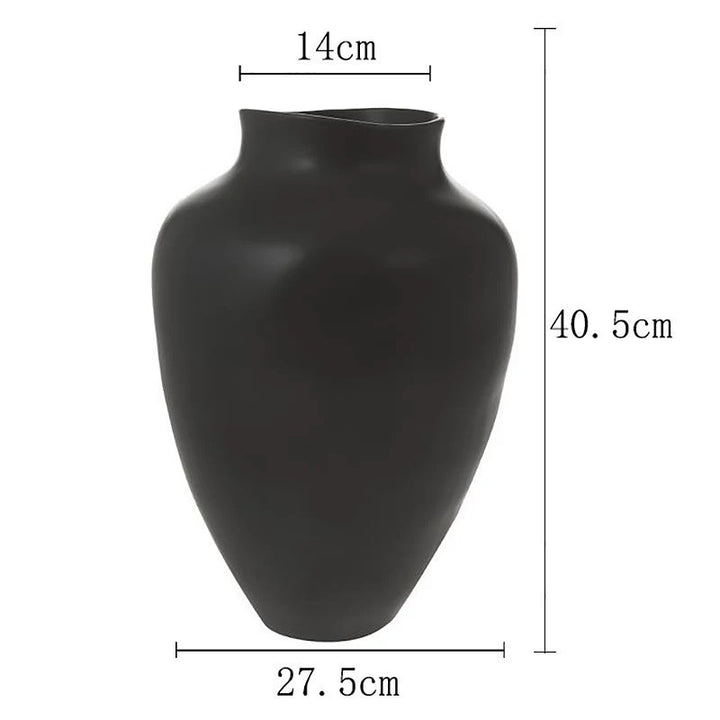 Minimalistische hohe Keramikbodenvase mit schmalem Hals