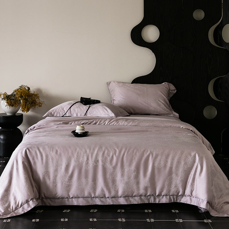 Fein-Jacquard Satin-Bettbezuggarnitur mit Ton-in-Ton-Muster und verdecktem Reißverschluss