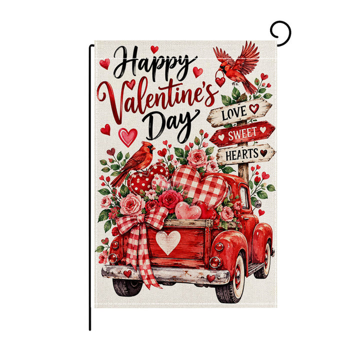 Valentinstag Blumendes Herz Gartenbanner Flagge mit Mastschlauch und wetterbeständigem Polyester