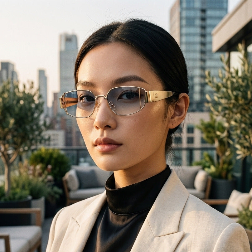 Damen Designer-Sonnenbrille im modernen, kantigen Stil Karnz