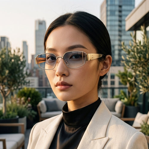 Damen Designer-Sonnenbrille im modernen, kantigen Stil Karnz