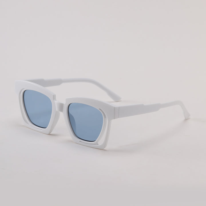 Damen trendige geometrische Sonnenbrille mit stilvollem, quadratischem Rahmen Karnz