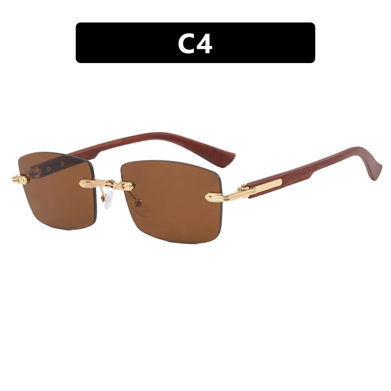 Damen quadratische Sonnenbrille mit Holzrahmen und gradienten Gläsern Karnz