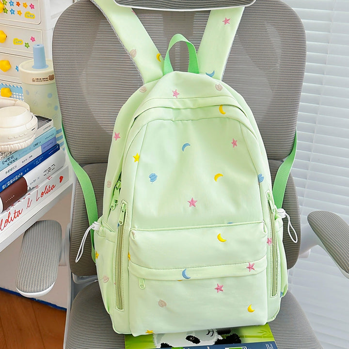 Bestickter Stern- und Mondmuster-Rucksack