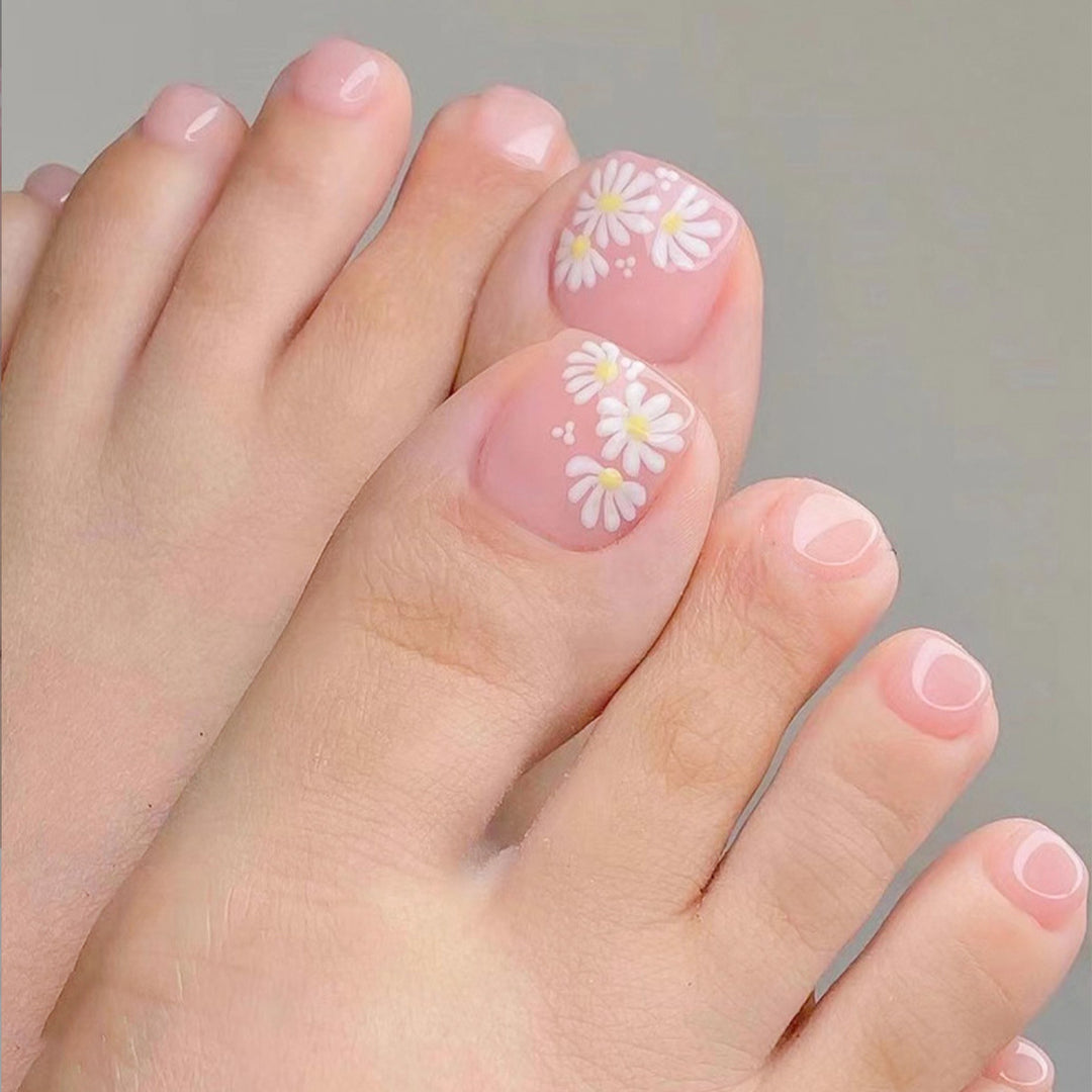 Glitzernde French Tip Zehennagelkunst
