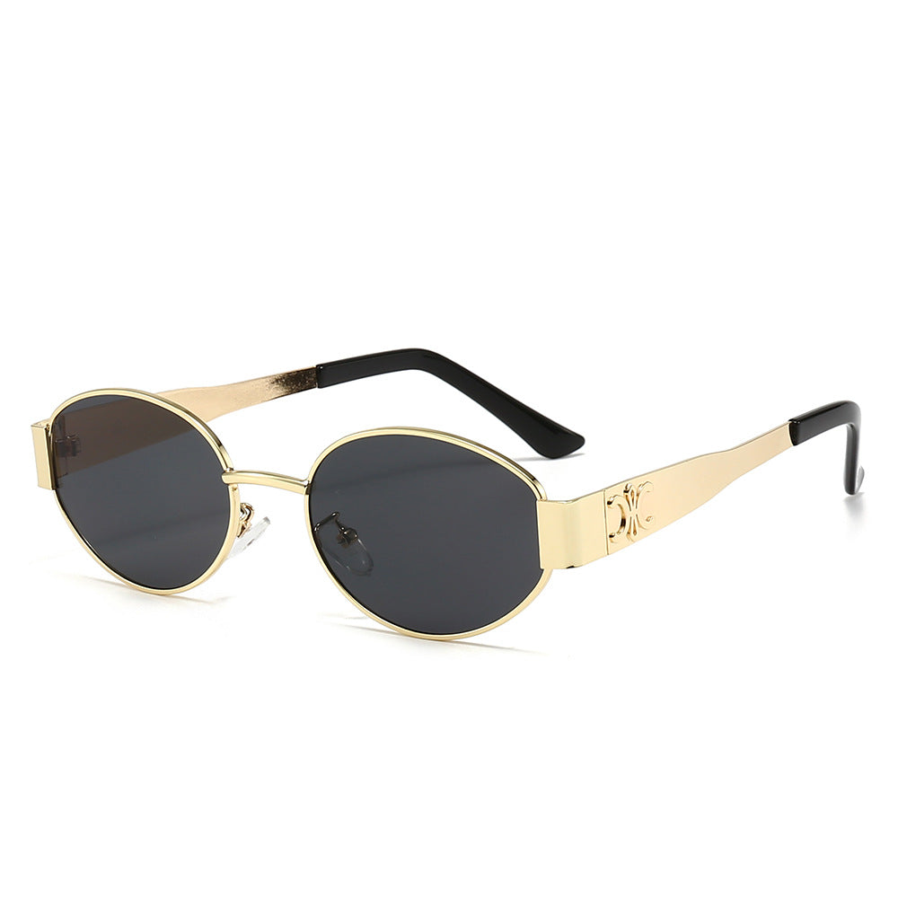 Damen Designer-Sonnenbrille mit elegantem ovalem Rahmen und einzigartigen Akzenten Karnz
