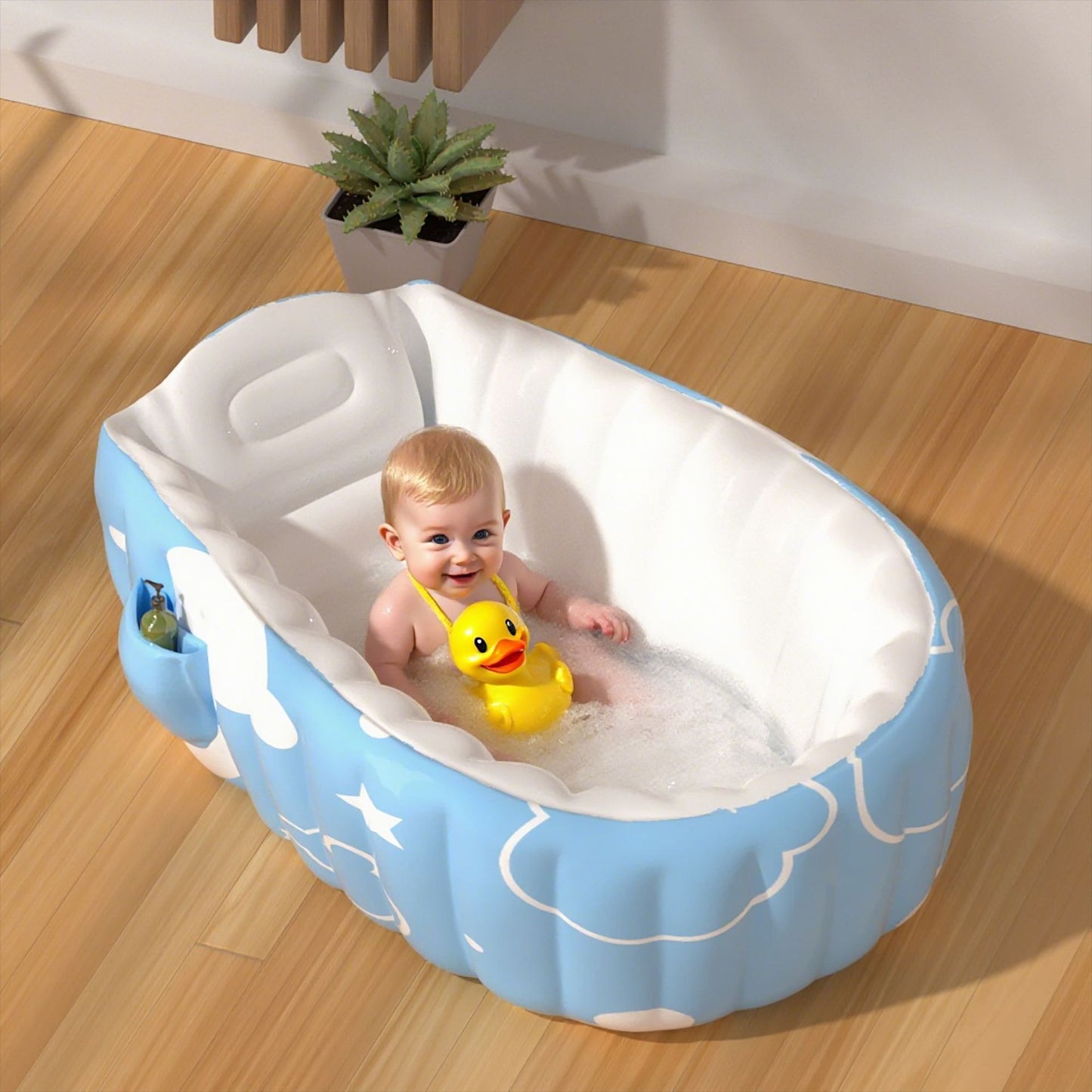 Unisex Aufblasbare Komfort-Badewanne mit seitlichen Ablagen Karnz