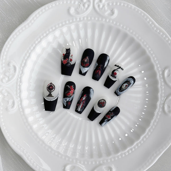 Künstlerisch Thematisierte Press-On Nagelkunst Kollektion