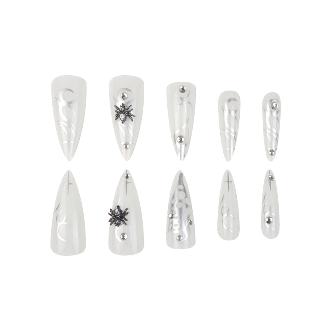 Elegante Stiletto Press-On Nägel mit metallic Design Karnz