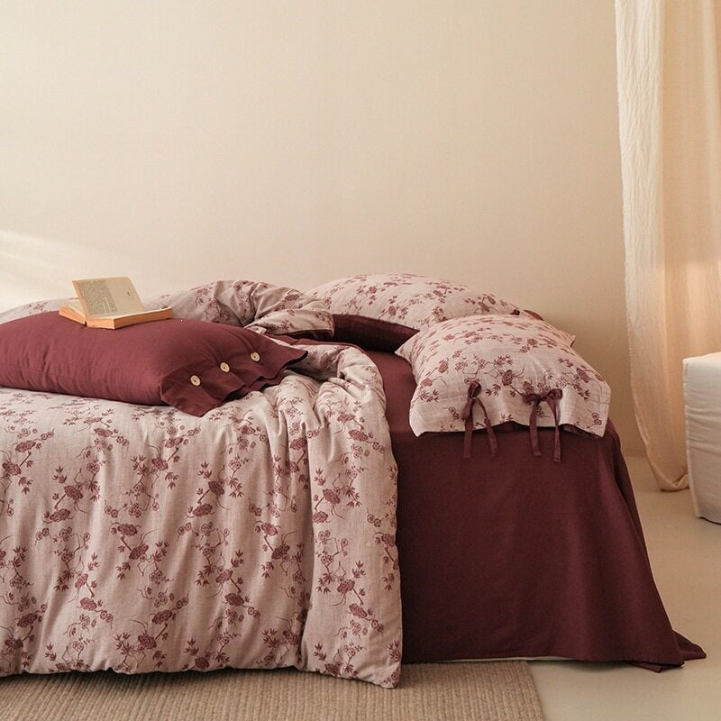 Bettwäsche-Set aus atmungsaktivem Baumwollsatin mit feinem Mosaik‑Kachelprint und Wendefunktion