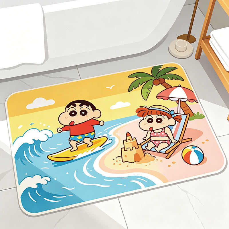 Verspielt Cartoon Strand-Themen Badmatte