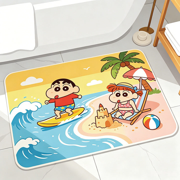 Verspielt Cartoon Strand-Themen Badmatte