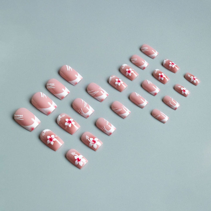 Floral Französische Spitze Nagelkunst Set