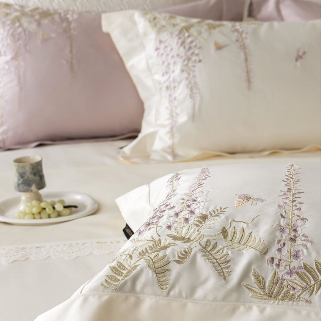 Luxe Satin-Feel Koi Bestickte Bettbezug Set