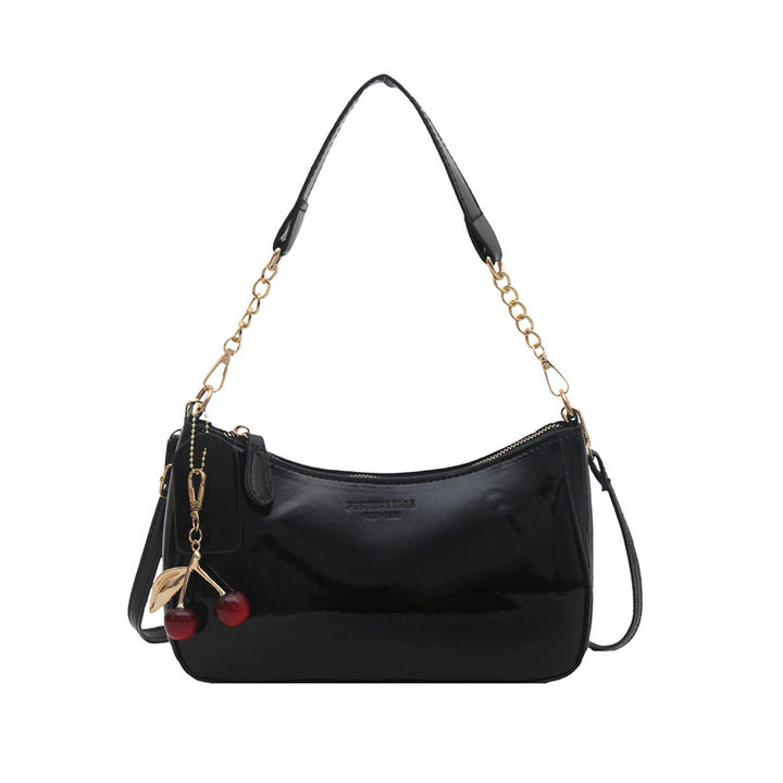 Glänzende lackierte Leder Crossbody-Handtasche