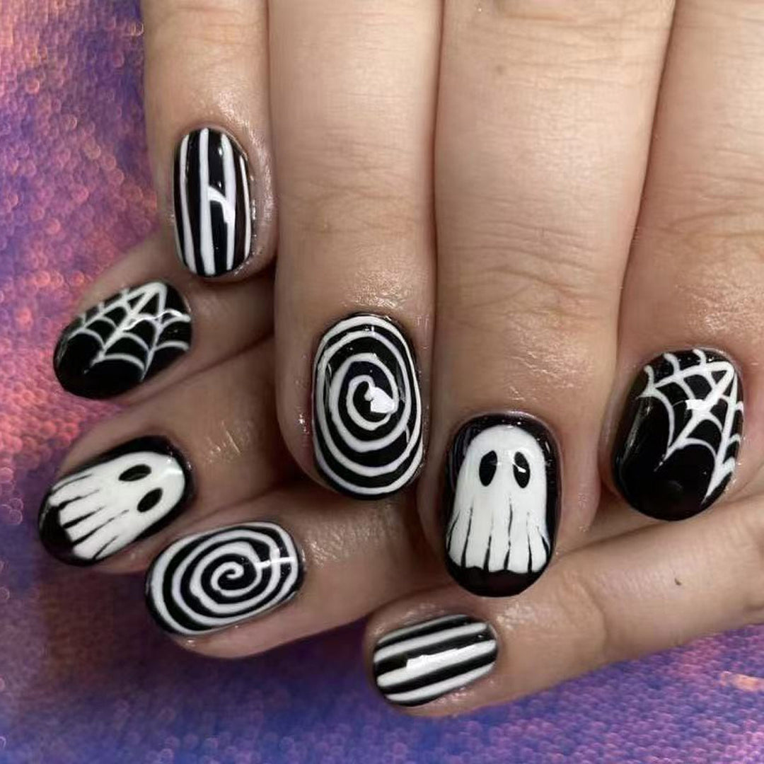 Themen Press-On Nagel Set mit Halloween-Motiven Karnz