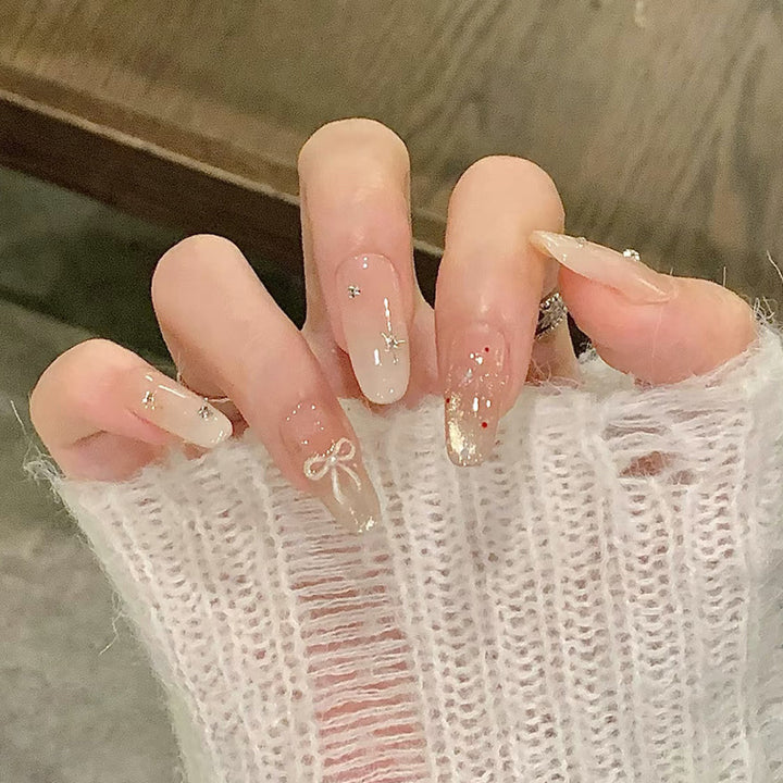 Glitzerndes Langdruck-Fingernagel-Kunstset Karnz