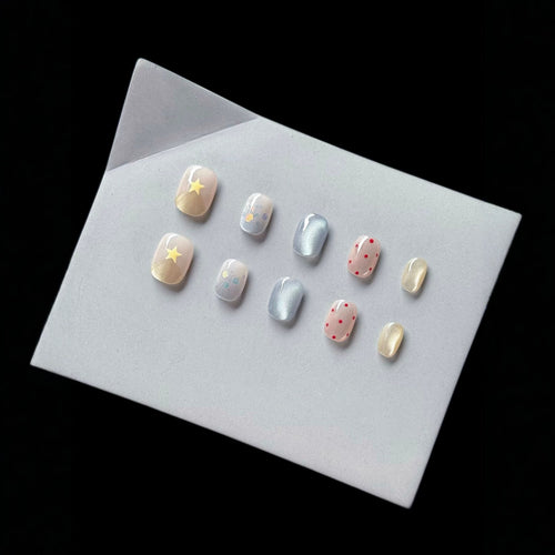Künstlerisches Druck-Nagelkunstset mit Sternen und Punkten