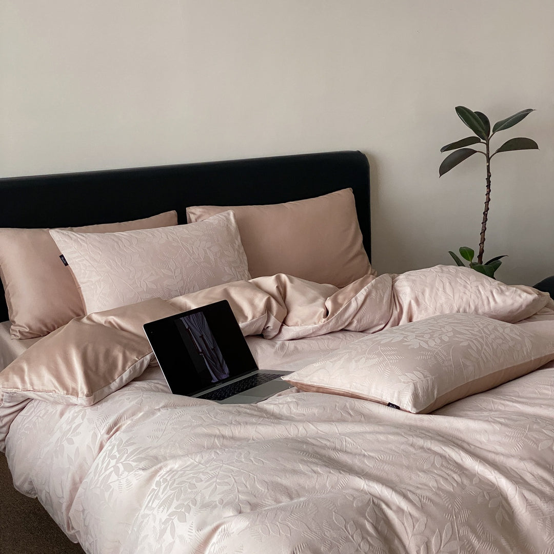 Luxus Jacquard Baumwolle Bettbezugset mit Satin Kissenbezügen
