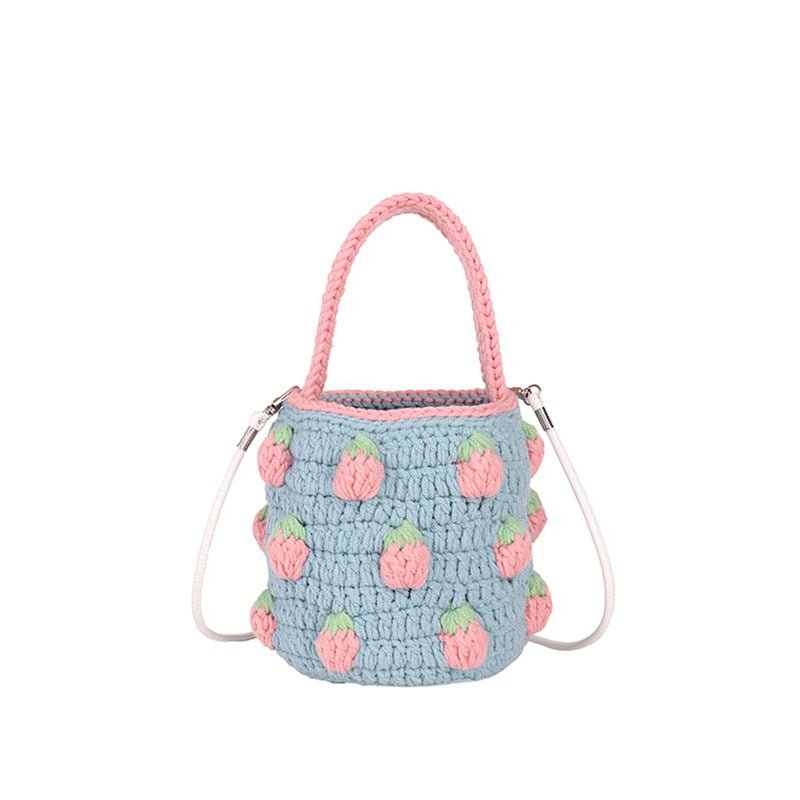 Süße Häkeln Erdbeer-Themen Mini Eimer Tasche