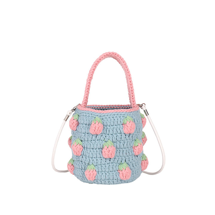 Süße Häkeln Erdbeer-Themen Mini Eimer Tasche