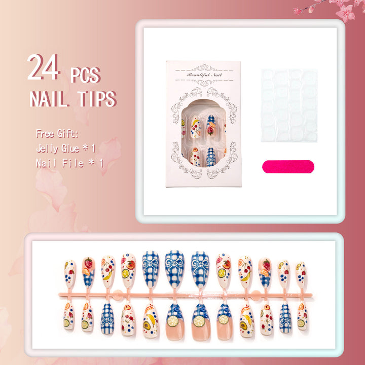 Dekoratives, fruchtbezogenes Press-On-Nagelset