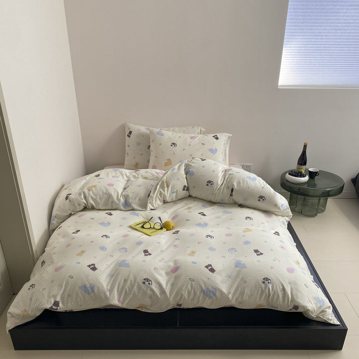 Bettwäsche-Set aus Baumwollsatin mit niedlichem Pastell-Motiv