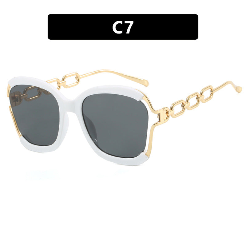 Damen modische Sonnenbrille mit goldenen Kettendetails Karnz