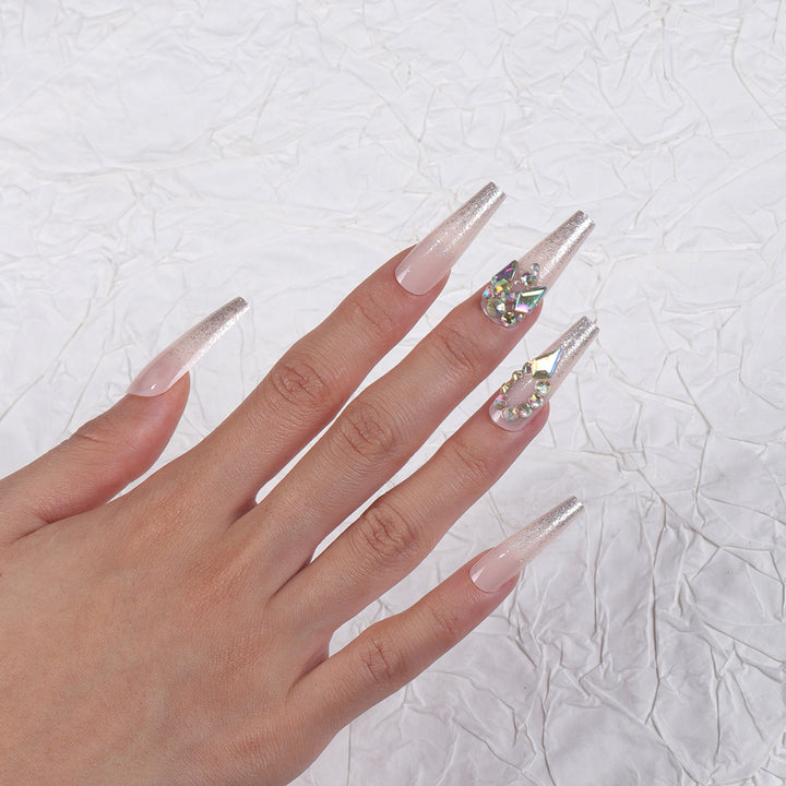 Rhinestone-verzierte Stiletto Press-On Nägel Karnz