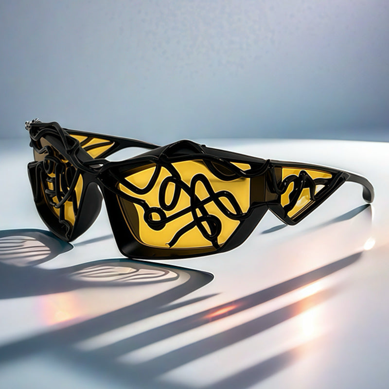 Damen Sportliche Sonnenbrille mit futuristischem Design Karnz