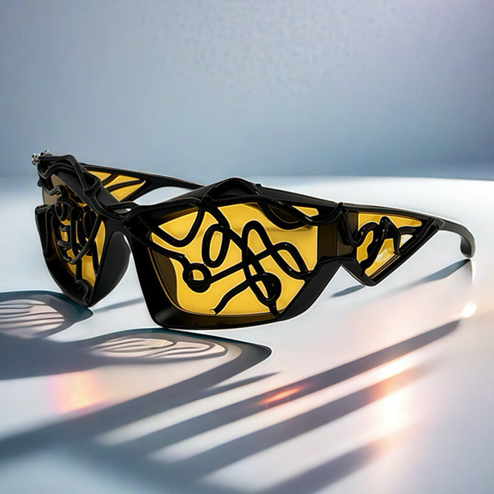 Damen Sportliche Sonnenbrille mit futuristischem Design Karnz