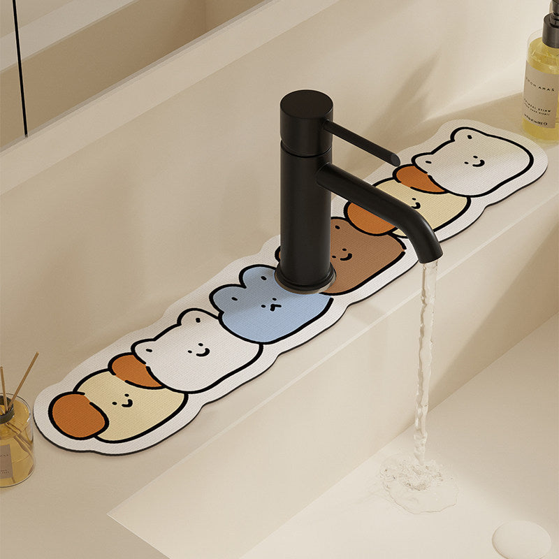 Decorative Absorbent Sink Mat with Cute Bread Cartoon Design